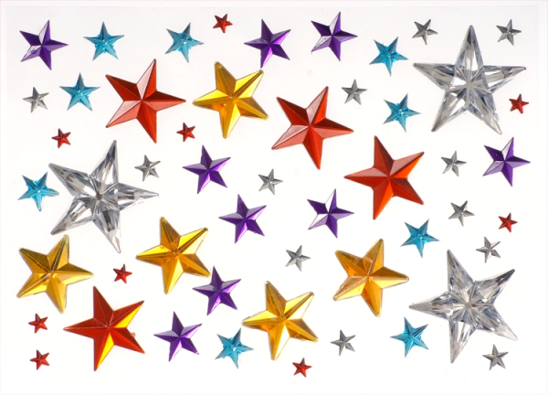 Sticker- Glitzersteine Schmucksteine STERNE 100-tlg.