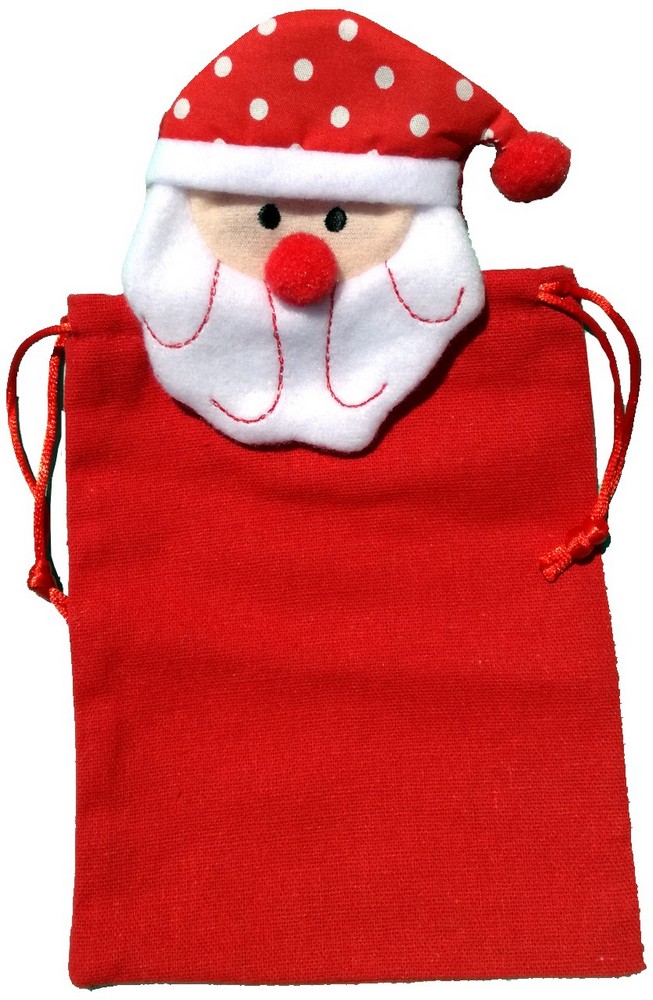 Geschenk-Stoffbeutel Weihnachtsmann rot