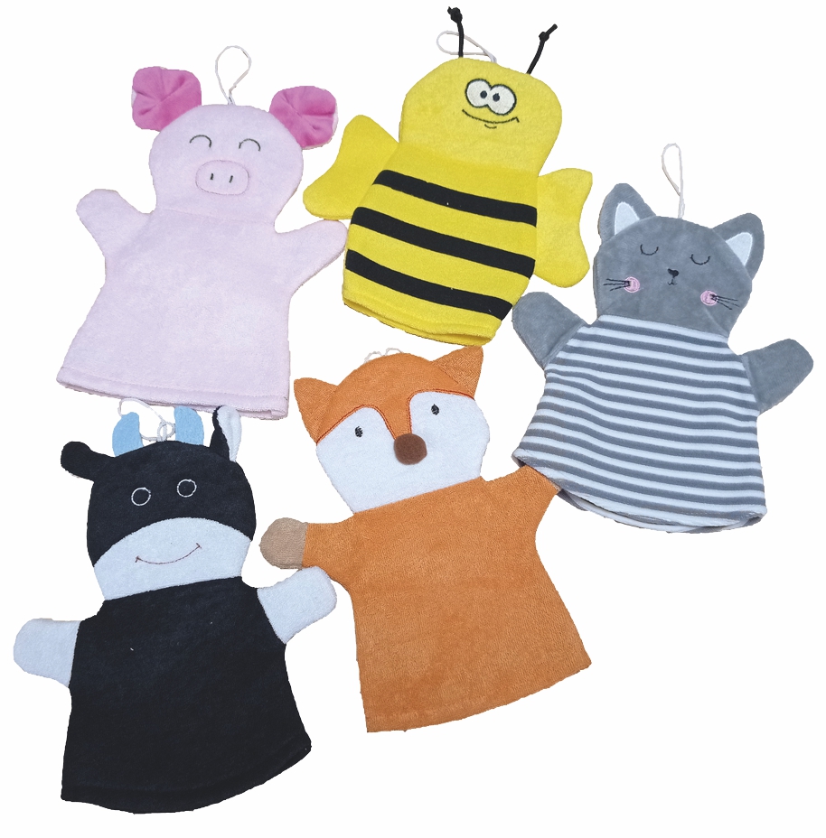Geschenk-Handpuppen Tiere  5er Set